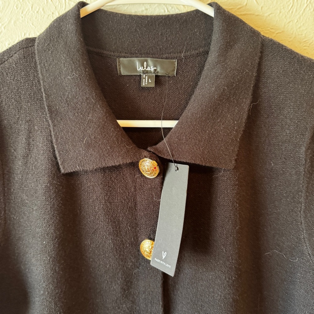 Lulu's Black Button-Front Mini Dress - Picture 6 of 8